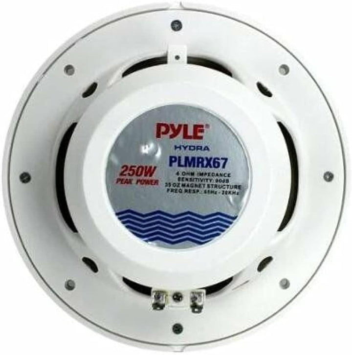 Pyle 2 Lautsprecher PLMRX67 weiss 2 Wege 250 watt max 19,3 cm wasserdicht ideal für Schwimmbad Boot