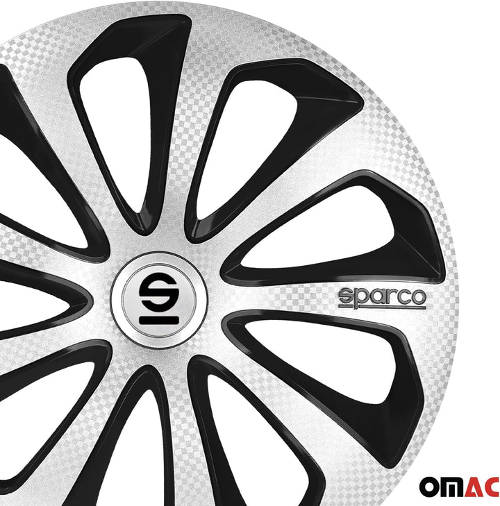 Satz Sparco Radzierblenden Sicilia 16-Zoll Silber/Schwarz/Karbon