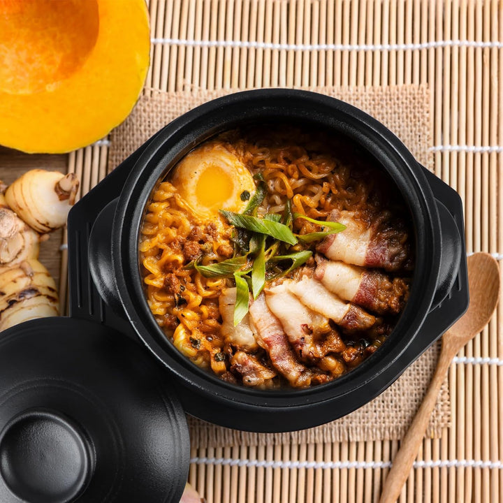 Skelang Koreanische Bibimbap-Schale, Keramikschalen, Meeresfrüchtepfanne mit Deckel und Tablett, zum