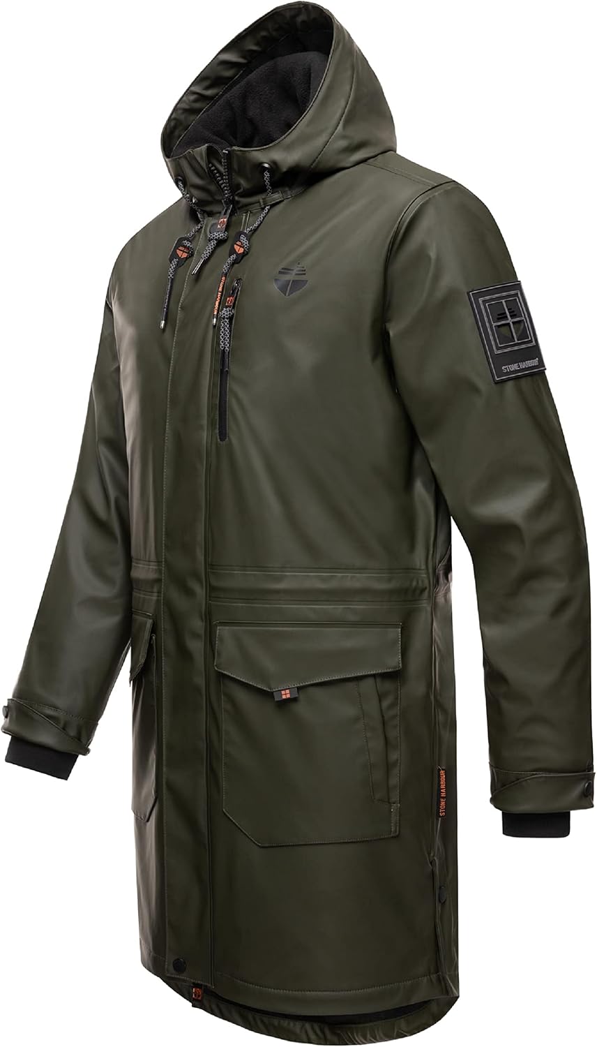 STONE HARBOUR Warmer Regenponcho gefütterter Regenmantel wasserdicht mit innenliegendem Tragegurt un