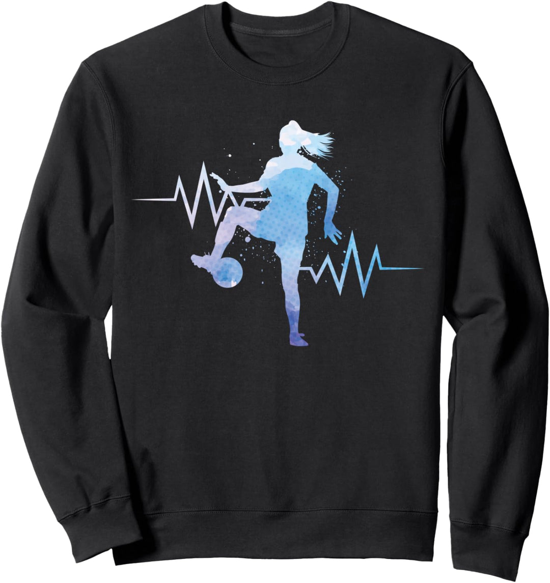 Fussballerin Herzschlag Fussball Mädchen Fussballmannschaft Sweatshirt