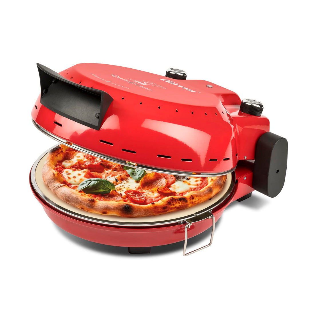 Girmi FP50 Pizzaofen "Quisipizza", 1800 W, 420°C, Kalte Aussenwände, Abnehmbare Schamottsteinplatte
