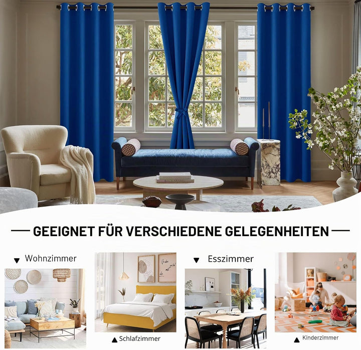 DWCN Vorhang Blickdicht Verdunkelungsgardinen mit Ösen 2 Stücke Thermogardine für Wohnzimmer,Schlafz