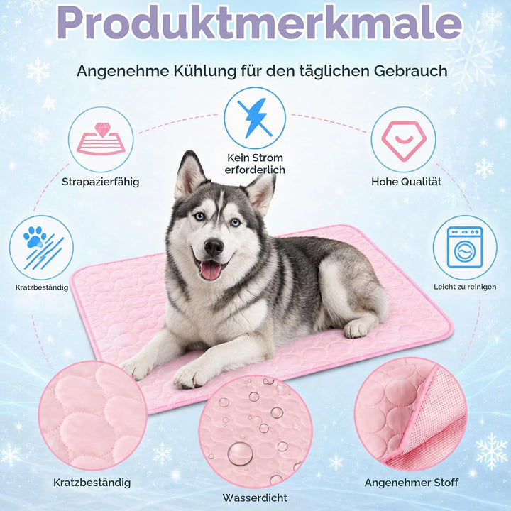 Kühlmatte für Hunde, Kühldecke Hund 100x70cm, Hundematten Sommer Kühlkissen, Haustier Hundematte für