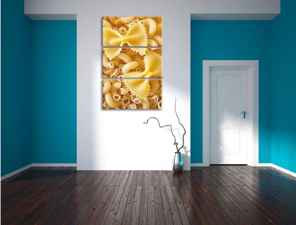 Pixxprint Nudeln Pasta Italia Mischung als Leinwandbild/Grösse: 3 Teilig (120x80 cm) cm/Wandbild/Kun
