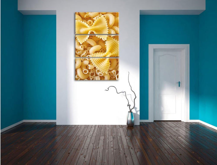 Pixxprint Nudeln Pasta Italia Mischung als Leinwandbild/Grösse: 3 Teilig (120x80 cm) cm/Wandbild/Kun