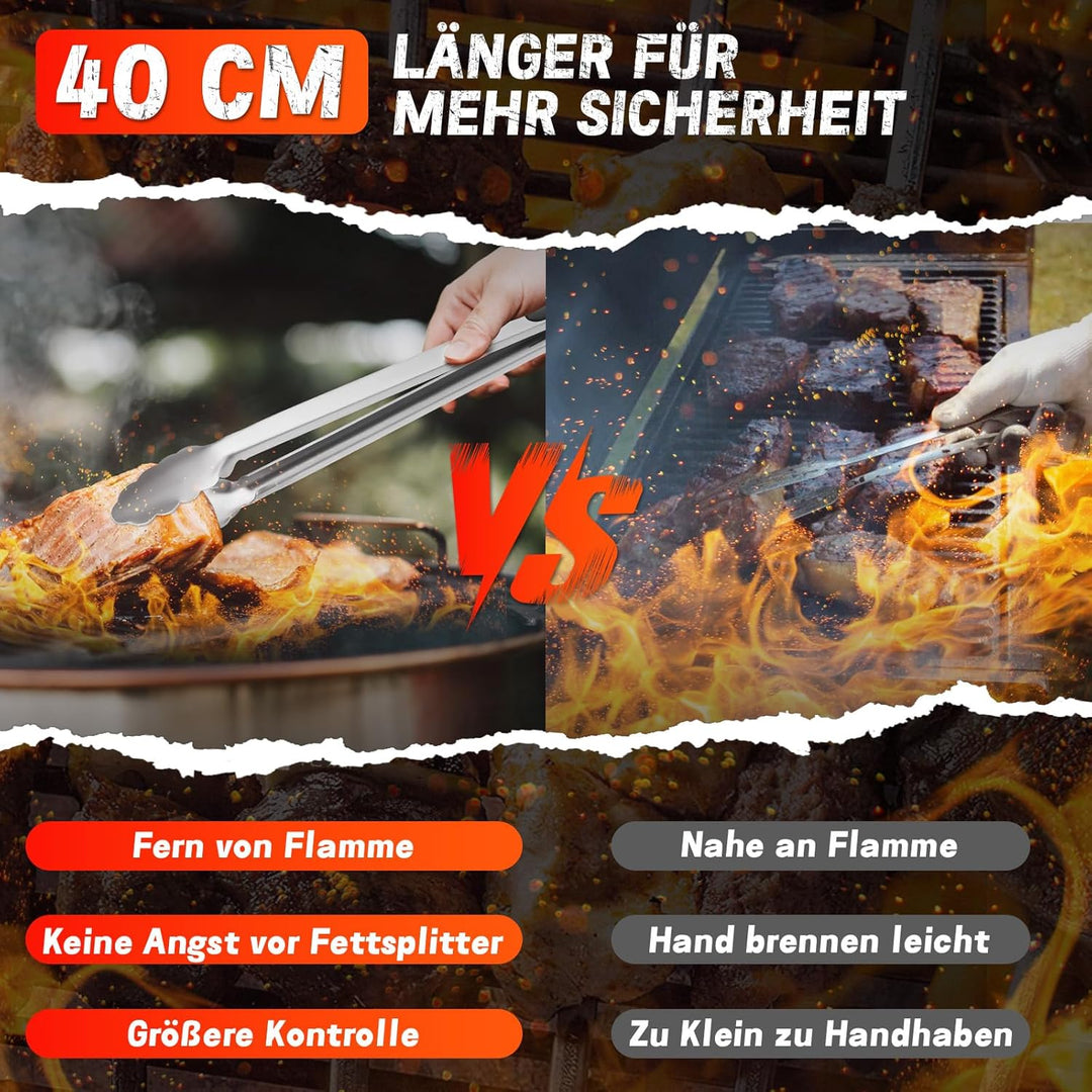PURPLEBIRD Premium Grillzubehör Set aus Edelstahl - 6-teilig mit 3-in-1 Spatel, Gabel, Zange, Bürste