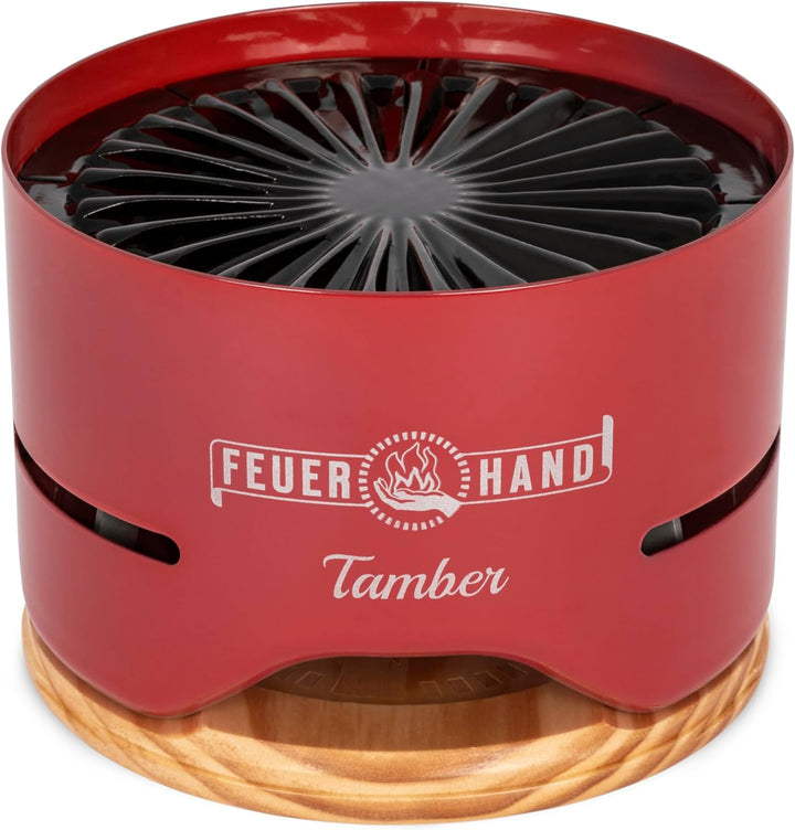 Petromax Tischgrill Tamber in Rot | Grillrost aus Emaille | Anti-Haft | raucharme Verbrennung | Abla