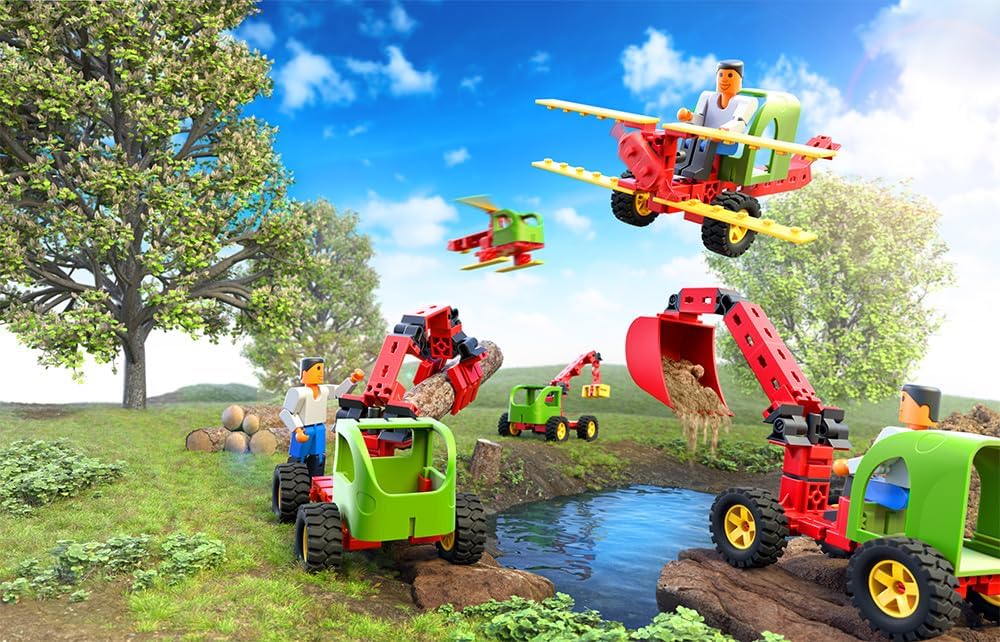 fischertechnik 564065 JUNIOR Constructor – Bausatz für Kinder ab 5 Jahren, Spielzeug mit Bagger, Hub