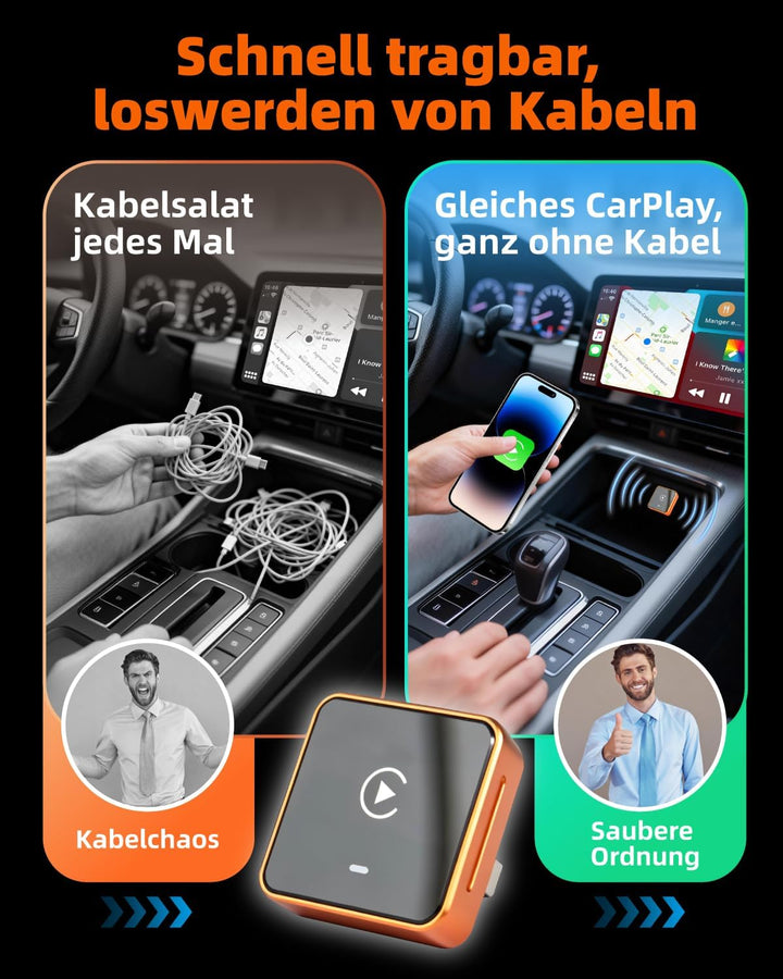 LINGHUANG Wireless CarPlay Adapter & Android Auto Wireless Adapter for Apple iPhone Upgrade von Wire