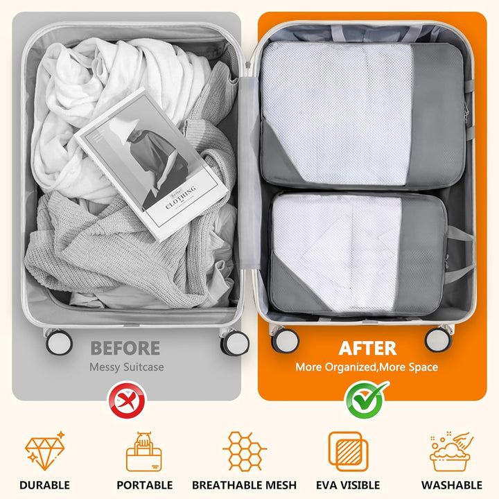 Vautvis Koffer Organizer Set, Packing Cubes Compression Backpack, Packwürfel Kompression, Koffer Org