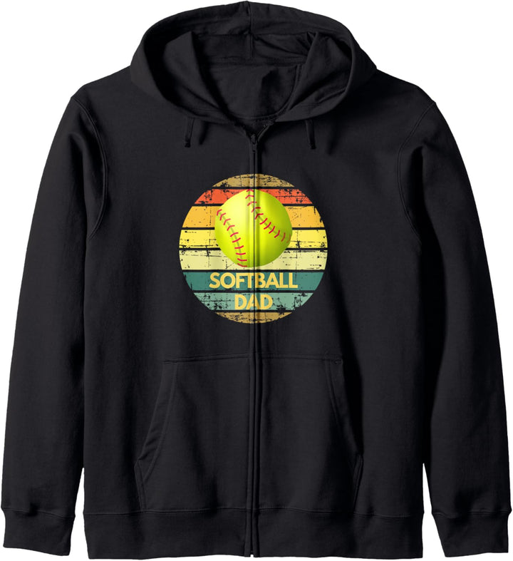 Softball Papa wie ein Baseball-Vater Retro Vintage Gelb Kapuzenjacke