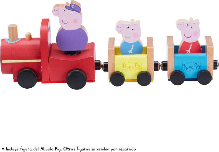 Peppa Pig CO07210 Tren de Madera Abuelo Holzzug Opa Pig, Mehrfarbig