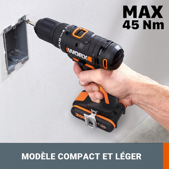 WORX WX108.9 Akku Bohrschrauber 20V – Allrounder Schrauber zum Bohren & Schrauben für Verschiedene M