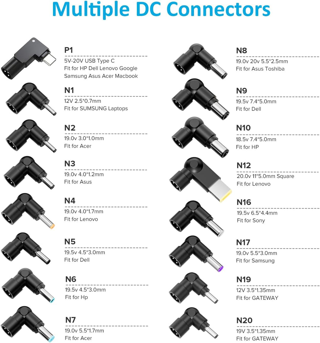 Zolt Auto Ladegerät Universal Laptop USB Typ C Ladegerät Netzteil Ladekabel für Lenovo HP Dell Asus