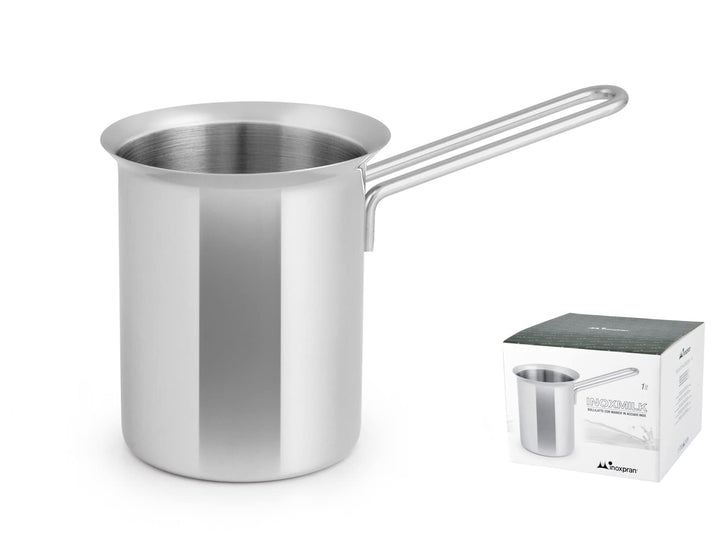 9610 Milchtopf Griff lang, Stahl, Grau