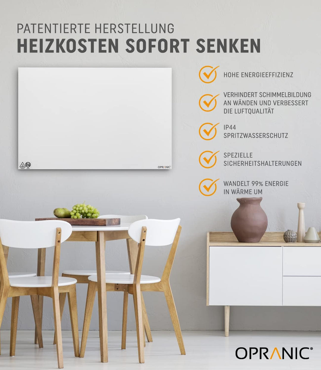 OPRANIC P5 Premium Infrarotheizung | 5 Jahre Garantie | Infrarot Wandheizung, Infrarotheizung Decken