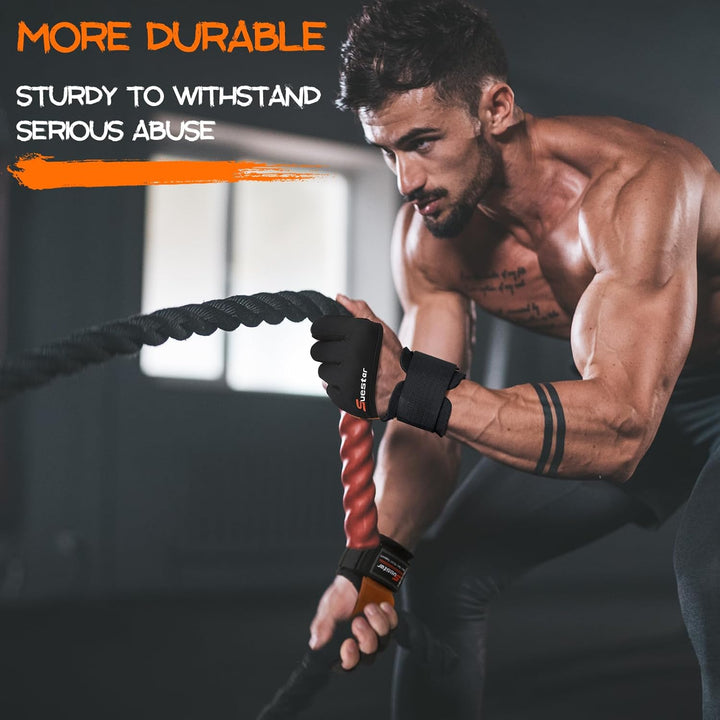 SueStar Workout Gloves, Starke Leder-Polster-Weightlifting-Handschuhe mit Handgelenksupport, vollstä