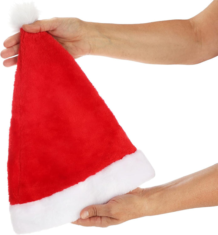 com-four® 12x Nikolausmütze aus Plüsch mit Bommel – X-Mas Weihnachtsmütze für Weihnachten und Nikola