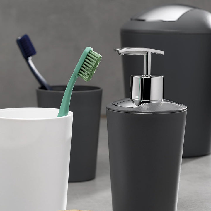 kela Schwingdeckeleimer grau, Kosmetikeimer 5l mit Schwingdeckel, Kunststoff, MARTA, Mülleimer Badez