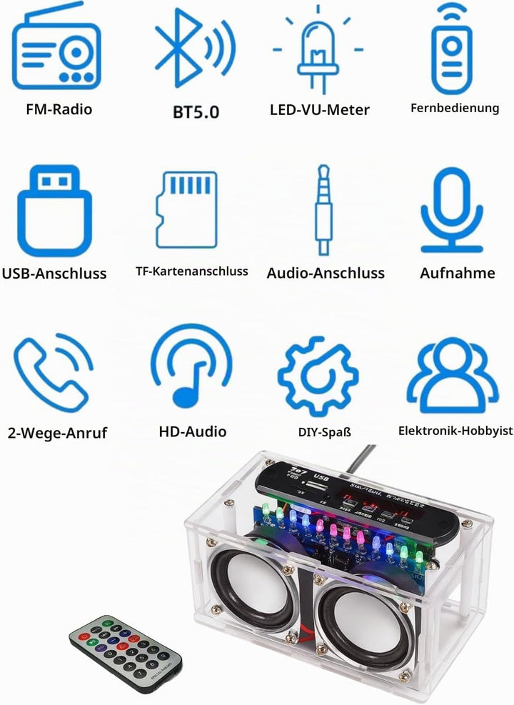 DIY Elektronik Lautsprecher Löten Bausatz,Löt Bausatz Lautsprecherkit Bluetooth mit FM,DIY Elektroni