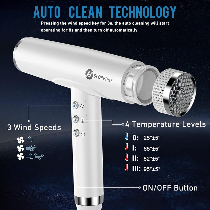 Slopehill Ionen Haartrockner, 110,000RPM für Schnelles Trocknen, Magnetischer Diffusor/Wenig Lärm/Bi