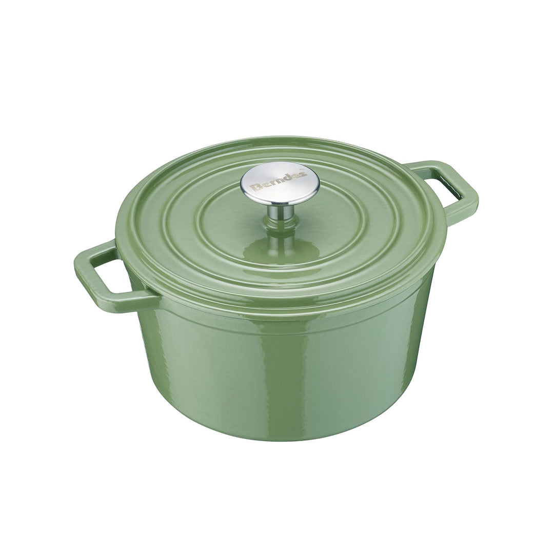 Berndes b.iron green Schmortopf aus Gusseisen 2 m 20 cm mit Deckel Bräter 20 cm grün, Bräter 20 cm g