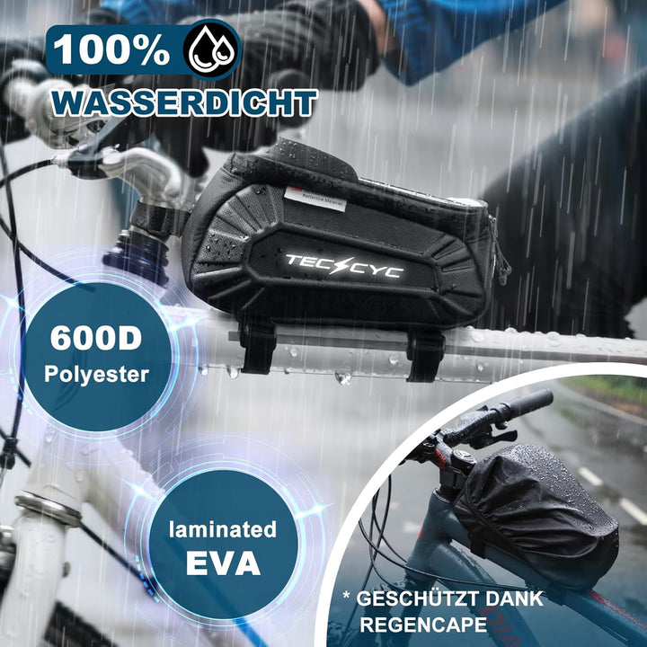 Rahmentasche Fahrrad mit Reflektoren, Fahrradtasche Rahmen mit TPU-Touchscreen,Fahrrad Rahmentasche