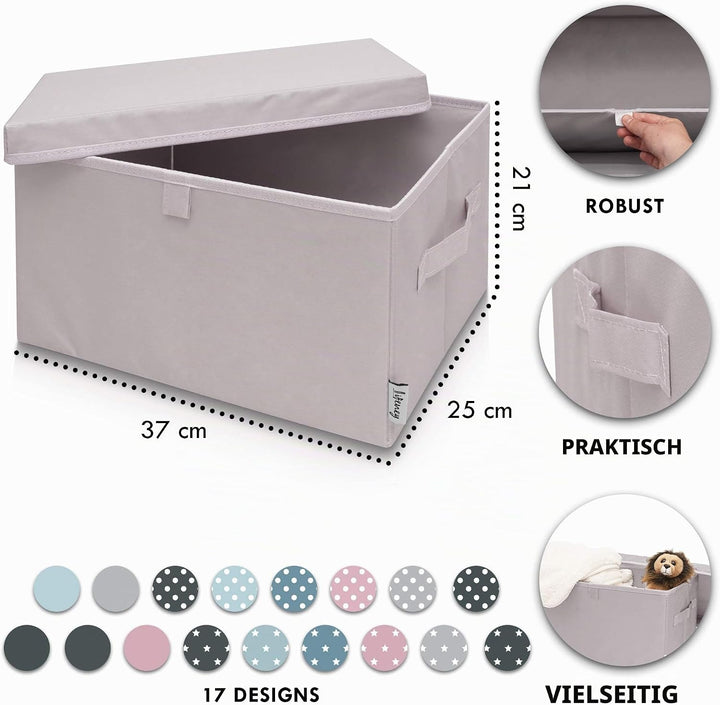 LIFENEY 2-Set Aufbewahrungsbox Kinder (37x25x21cm) I Aufbewahrungskorb für Kinderzimmer und Wohnbere