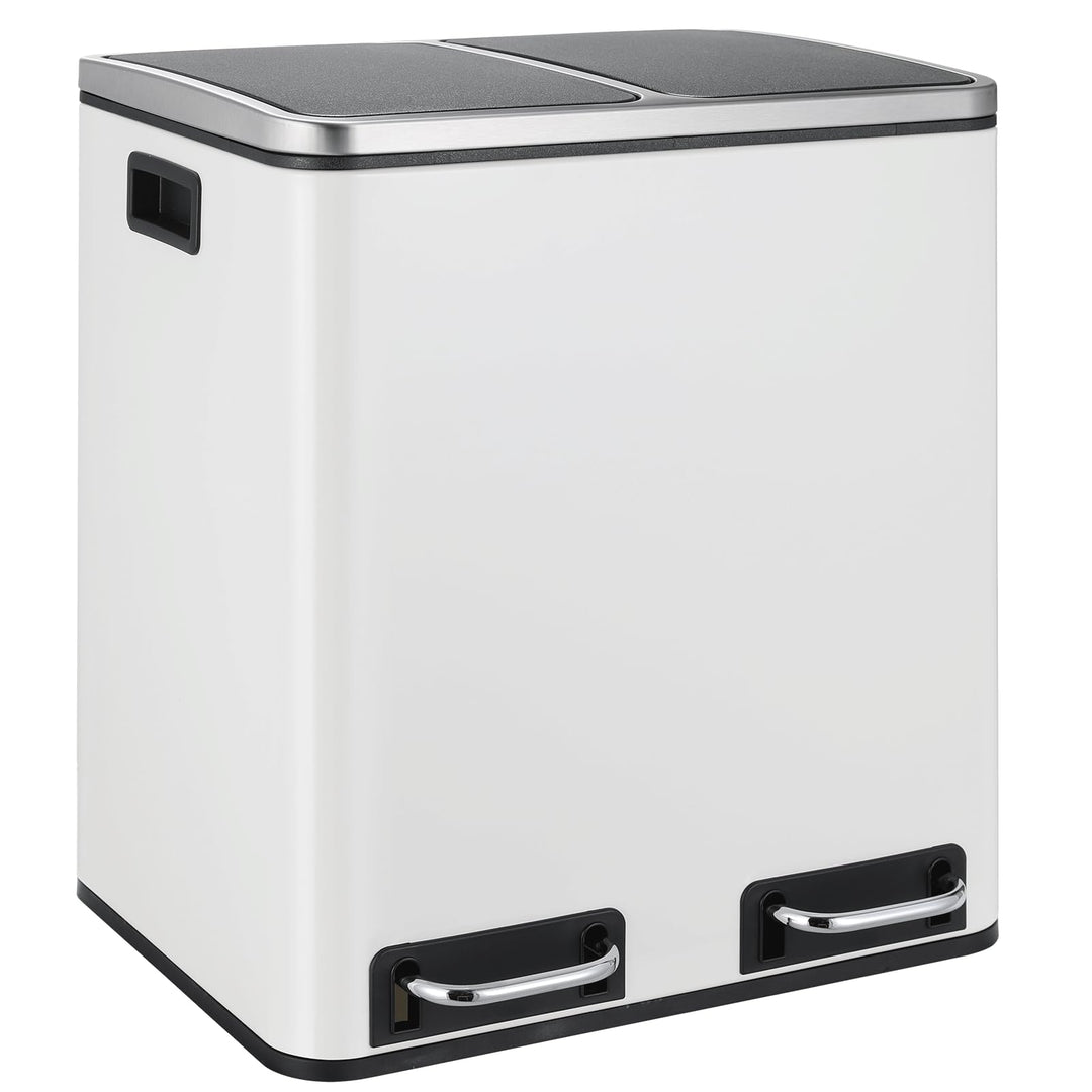 LIFERUN Mülleimer 2 Fächer, 2 x 15 Liter Abfalleimer Küche aus Metall, Softclose Deckel, Inneneimer