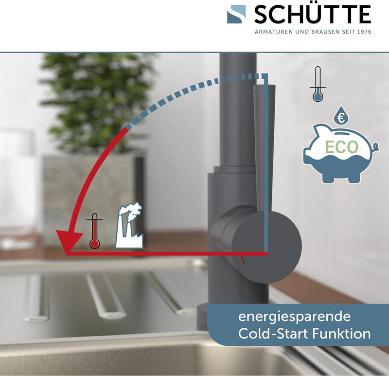 SCHÜTTE 79164 Küchenarmatur Cornwall, 360 Grad schwenkbarer Wasserhahn Küche, Mischbatterie für die