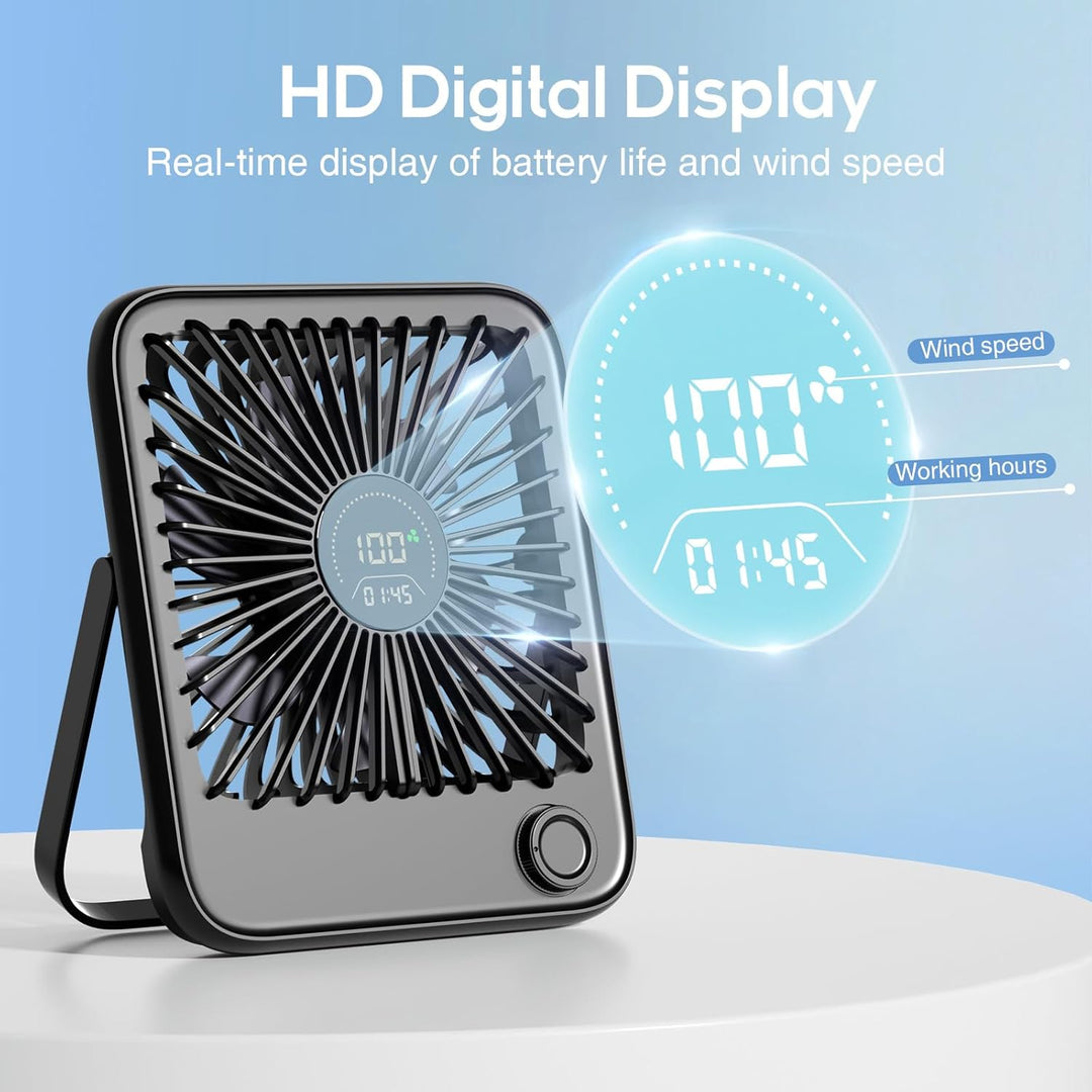 Dealswin Tischventilator Leiser Mini Ventilator mit Stufenlosem 1-100 Regler & LED-Anzeige, 3600mAh