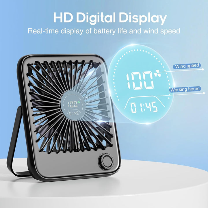 Dealswin Tischventilator Leiser Mini Ventilator mit Stufenlosem 1-100 Regler & LED-Anzeige, 3600mAh