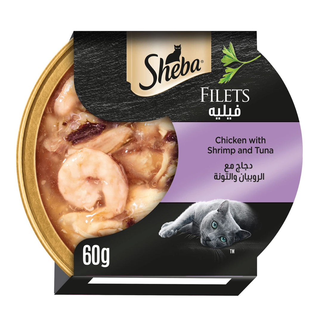 SHEBA® Schale Filets Huhn mit Garnelen 16 x 60g, Garnele