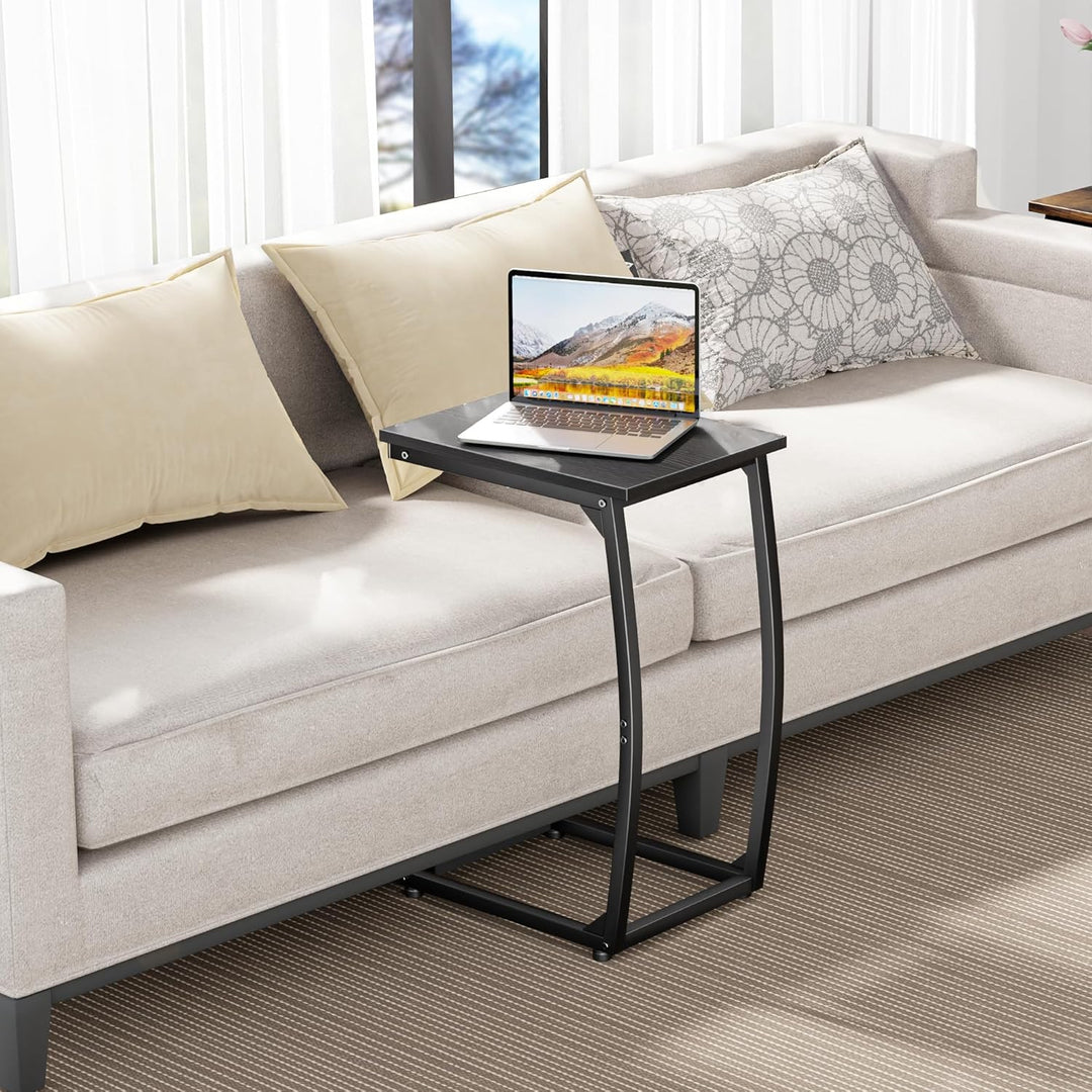 C-förmiger Beistelltisch, Kleiner Sofatisch mit Metallrahmen für Wohnzimmer, Schlafzimmer, kleine Rä