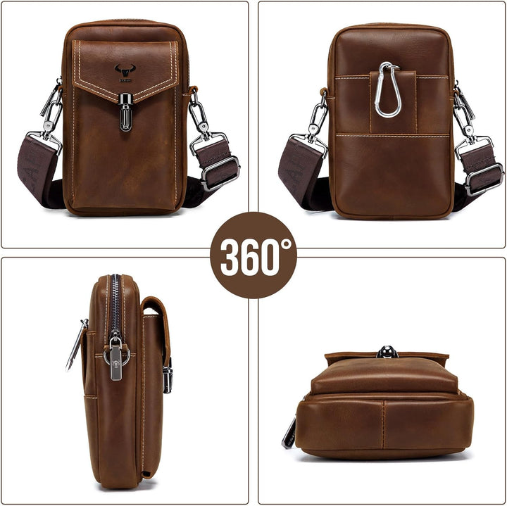 BAIGIO Handytasche Leder Vintage Gürteltasche Herren Hüfttasche Klein Schultertasche Umhängetasche R
