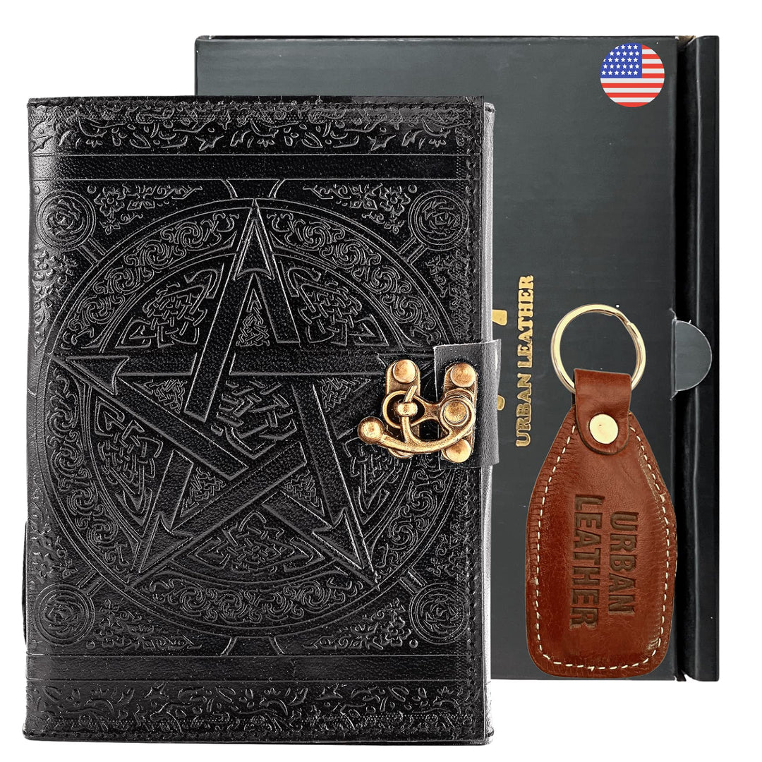 URBAN LEATHER Pentagramm Star Wicca-Tagebuch Schwarz Buch der Schatten Tagebuch zum Zeichnen Skizzen