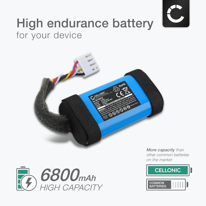 CELLONIC, Lautsprecherakku kompatibel mit JBL Flip 5 (6800mAh, 3.7V) Ersatzakku 1INR19/66-2, ID1060-