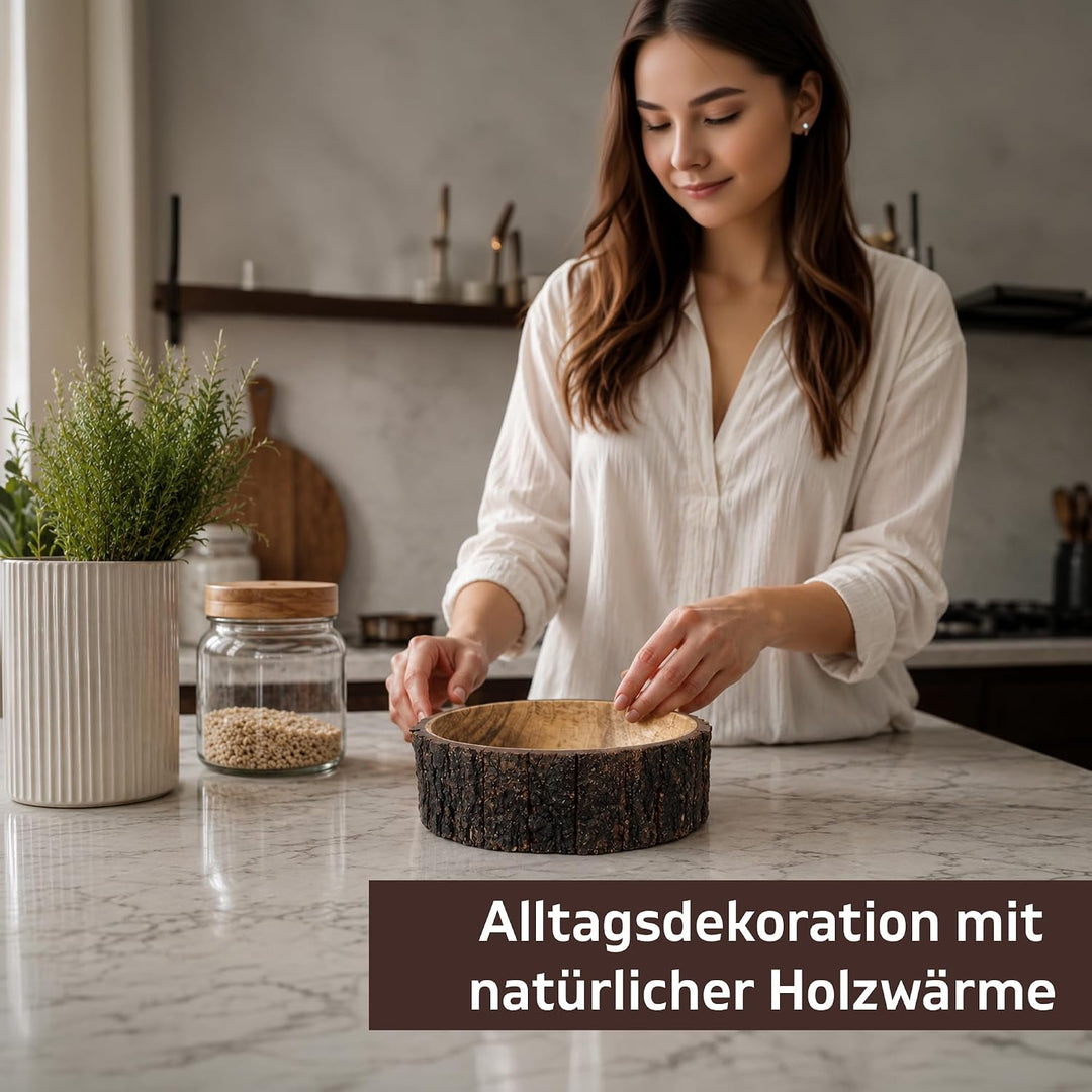 GoCraft Dekorative Schale aus Mangoholz mit Baumrinde, mittelgross, 19,1 cm Durchmesser x 7 cm Höhe,