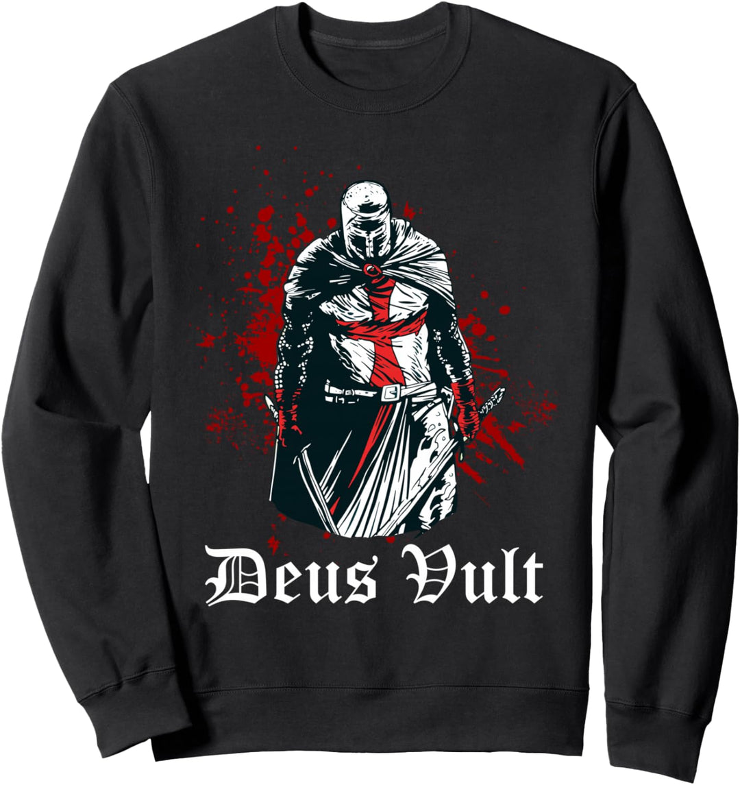 Deus Vult Kreuzritter Tempelritter Mittelalter Sweatshirt