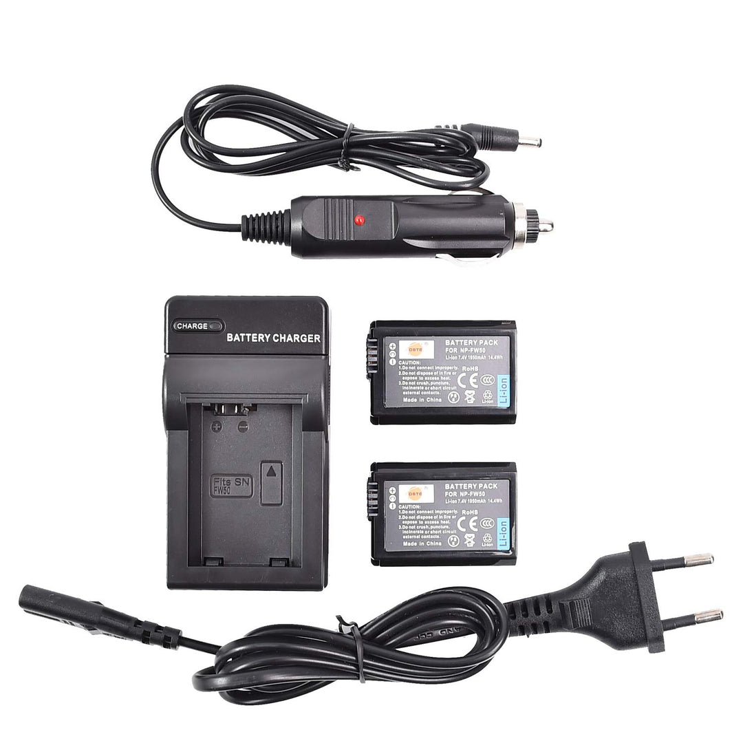 DSTE 2-Stücke Batterie Akku und 2-Kanäle Dual USB Quick Ladegerät Kit für Sony NP-FW50 DSC-RX10M3 DS