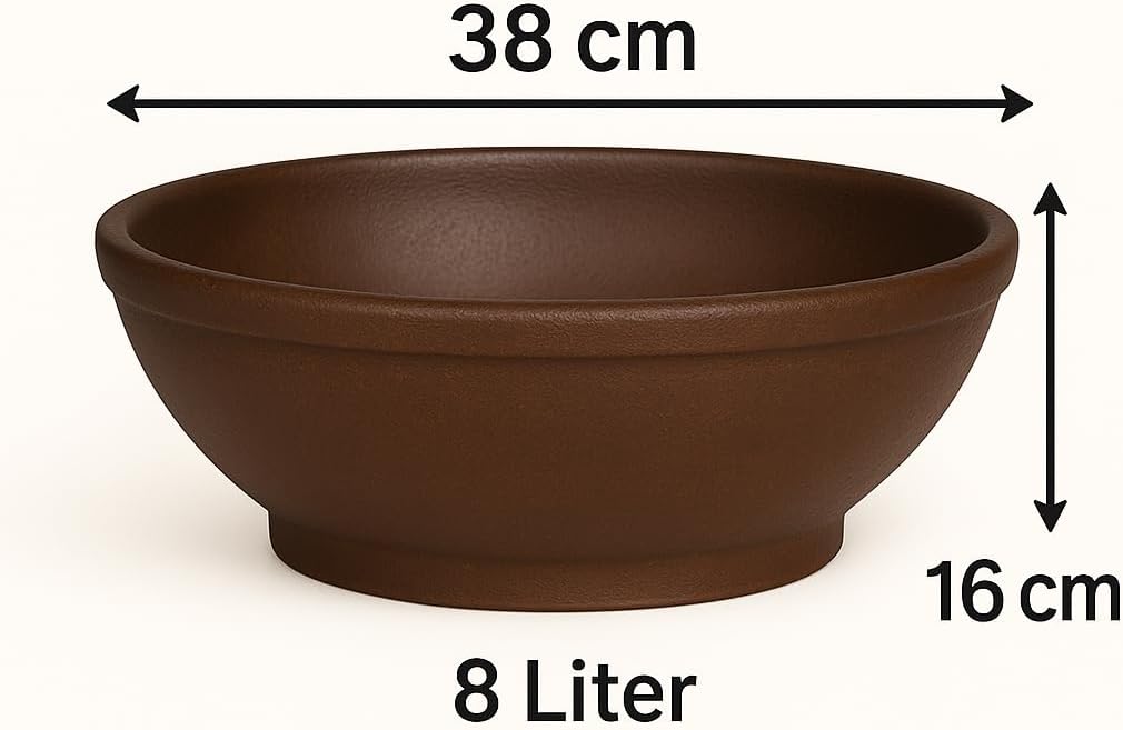 K&amp;K grosse Bonsaischale/Pflanzschale Flach 38x16 cm aus hochwertiger robuster Keramik Outdoor frostb