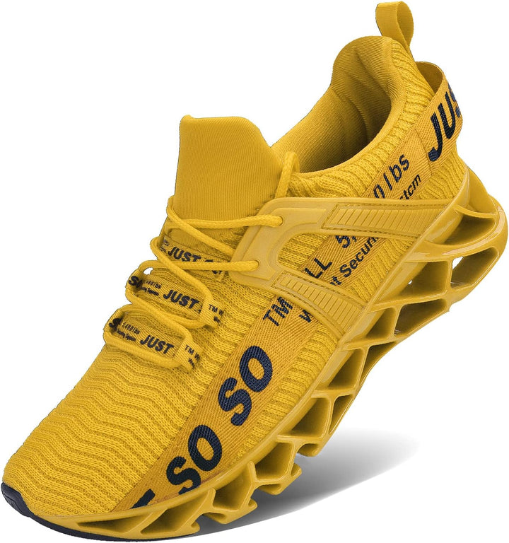 Wonesion Herren Fitness Laufschuhe Atmungsaktiv rutschfeste Mode Sneaker Sportschuhe 41 EU 3 Gelb, 4