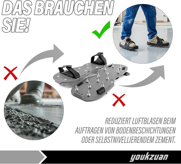 Nagelschuhe Spikes (EU40-44) | Schnell Slip-On Spike Schuhe für Ausgleichsmasse Boden | Nivelliermas