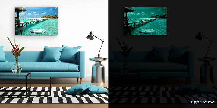 Startonight Bilder Boot auf Klarem Wasser, Leinwandbilder Moderne Kunst, Landschaft Wanddeko Kunstdr