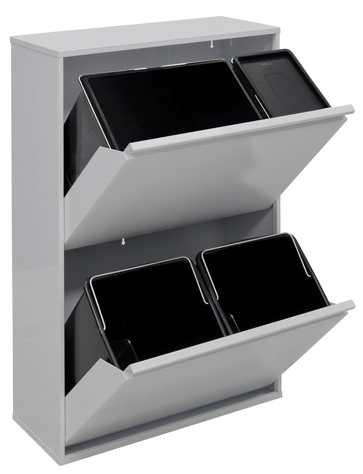 ARREGUI Basic CR602-B2 Mülltrennsystem aus Stahl | 4 Fächer Mülleimer für die Küche | 1 Extra Grosse
