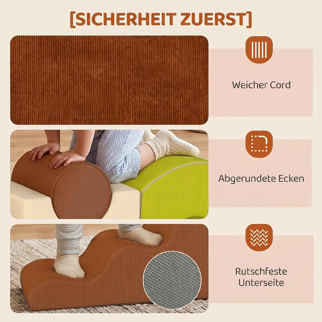 AIYAPLAY Schaumstoff Bausteine Cord-Optik Rutschfestem Boden 5-TLG. Bunt