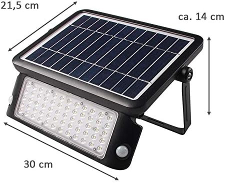 Proventa | LED Solar Profi-Strahler mit Bewegungsmelder | Li-Ionen-Akku | 10 W | 1.080 Lumen | IP65
