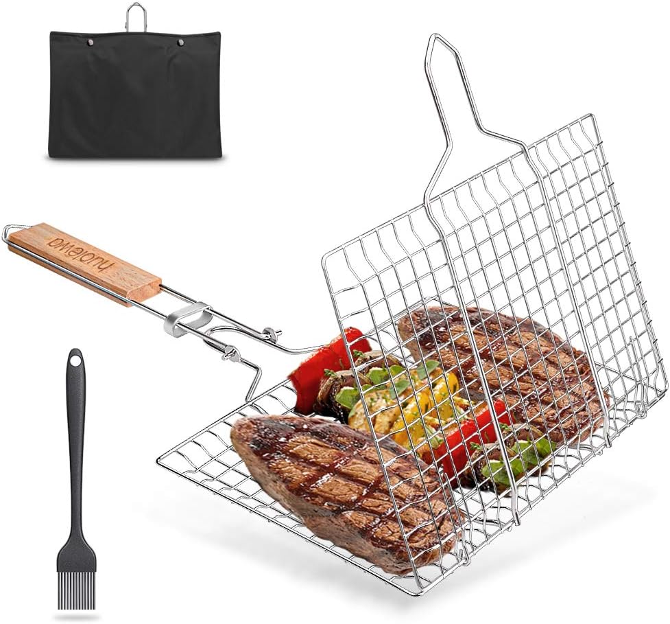 Faltbarer BBQ Grillkorb, Huolewa Tragbares Grillwerkzeug Grillroste Grillkorb Grill für Fischgemüse