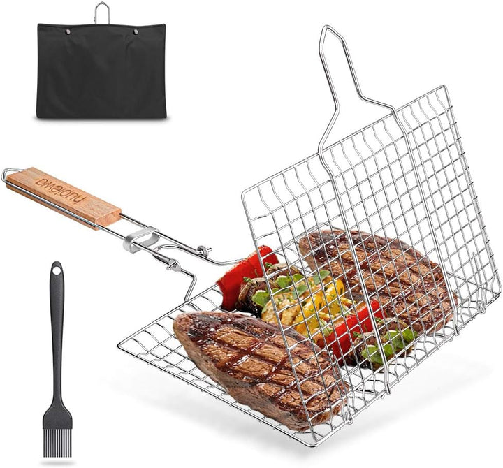 Faltbarer BBQ Grillkorb, Huolewa Tragbares Grillwerkzeug Grillroste Grillkorb Grill für Fischgemüse